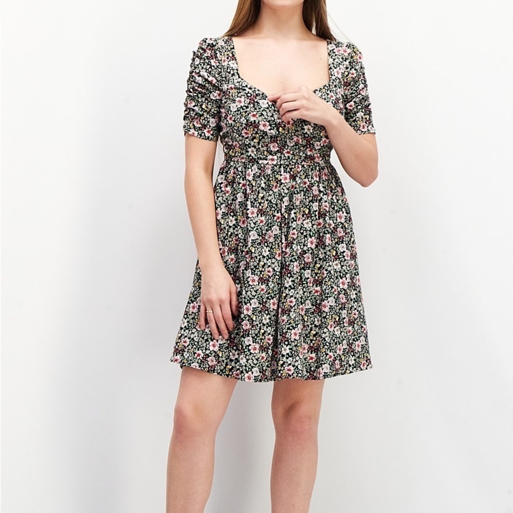 Skylar rose Women Floral Print Mini Dress, Black Combo size medium